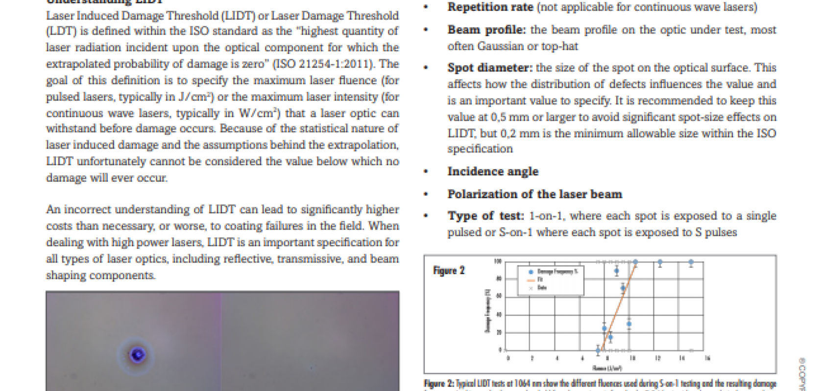 Laser Induced Damage Threshold Understanding and Specifying LIDT of